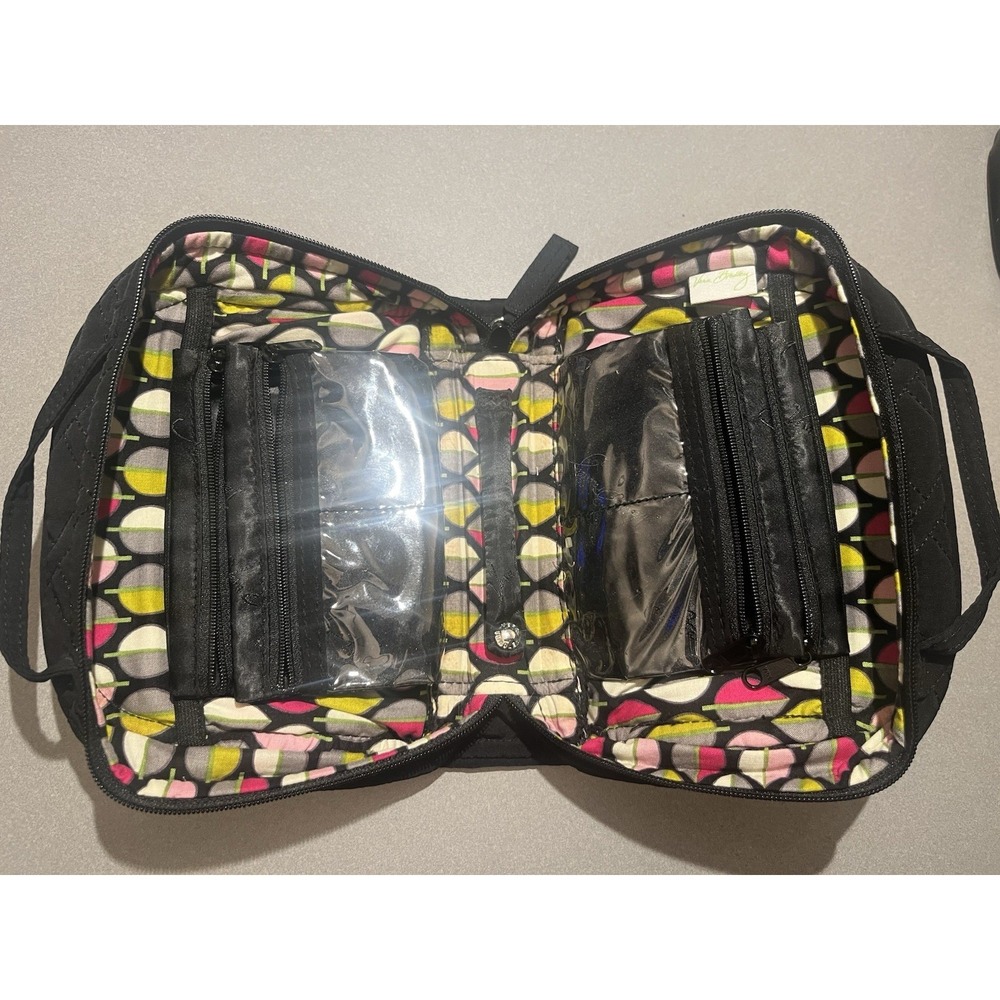 Vera Bradley Black Hanging Organizer Makeup Toiletries Travel Colorful Interior
